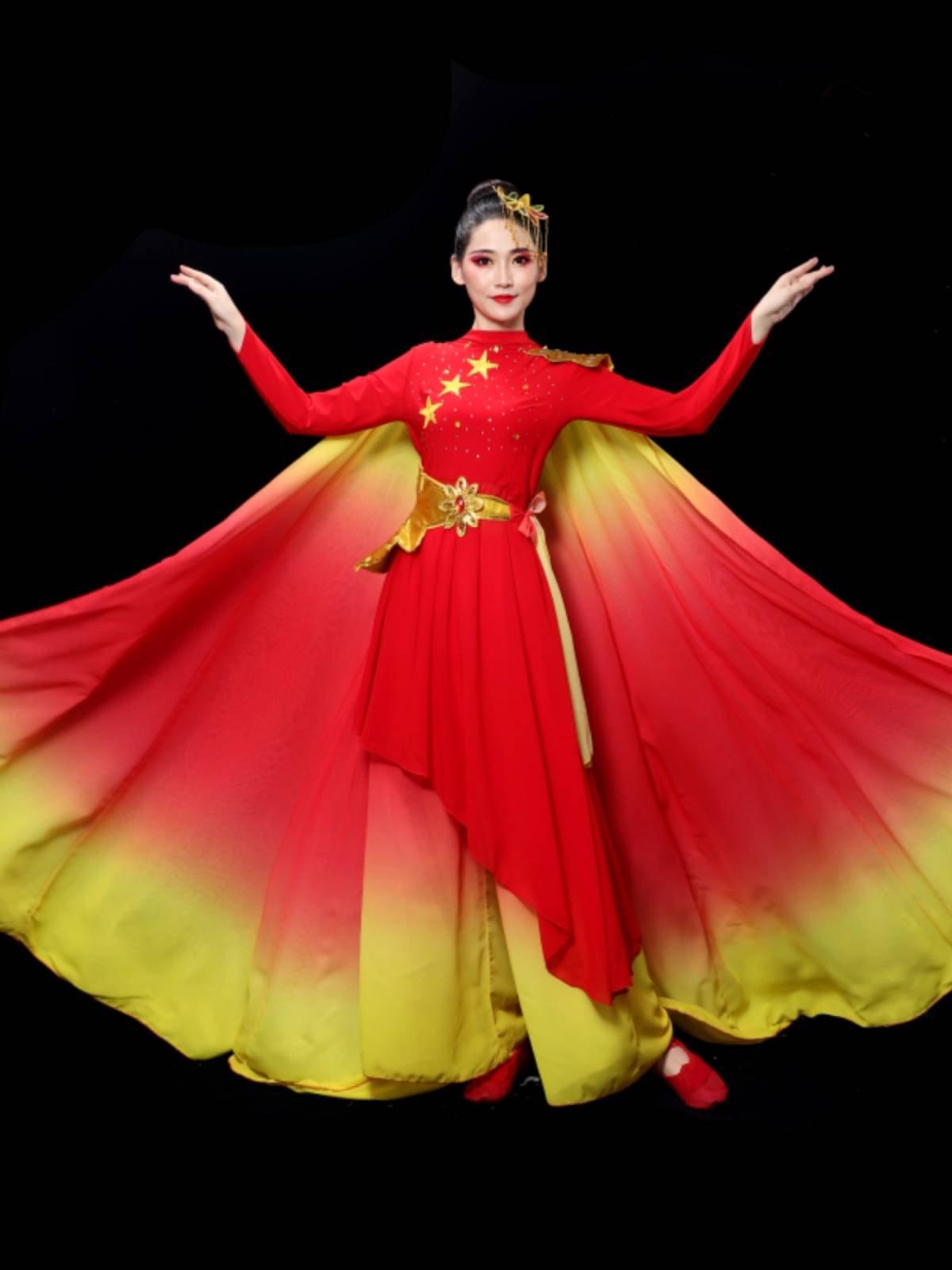 Classical Dance Performance Grandma's elegant new Chinese style motherland ethnic dance Yangge suits square dance fan dance set