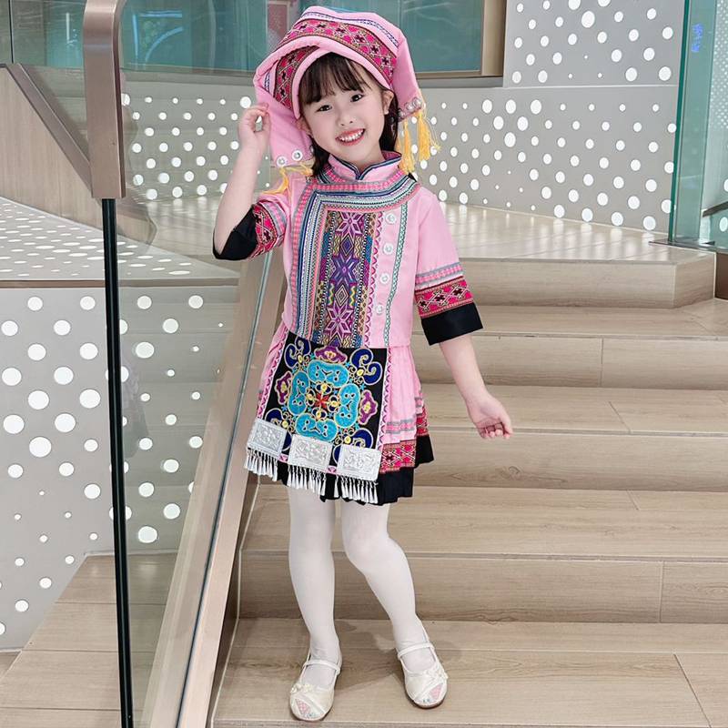 Guangxi March Three National Clothing Children's Ethnic Minority Dance Performance Service Girls Zhuang Miao Performance Clothing
