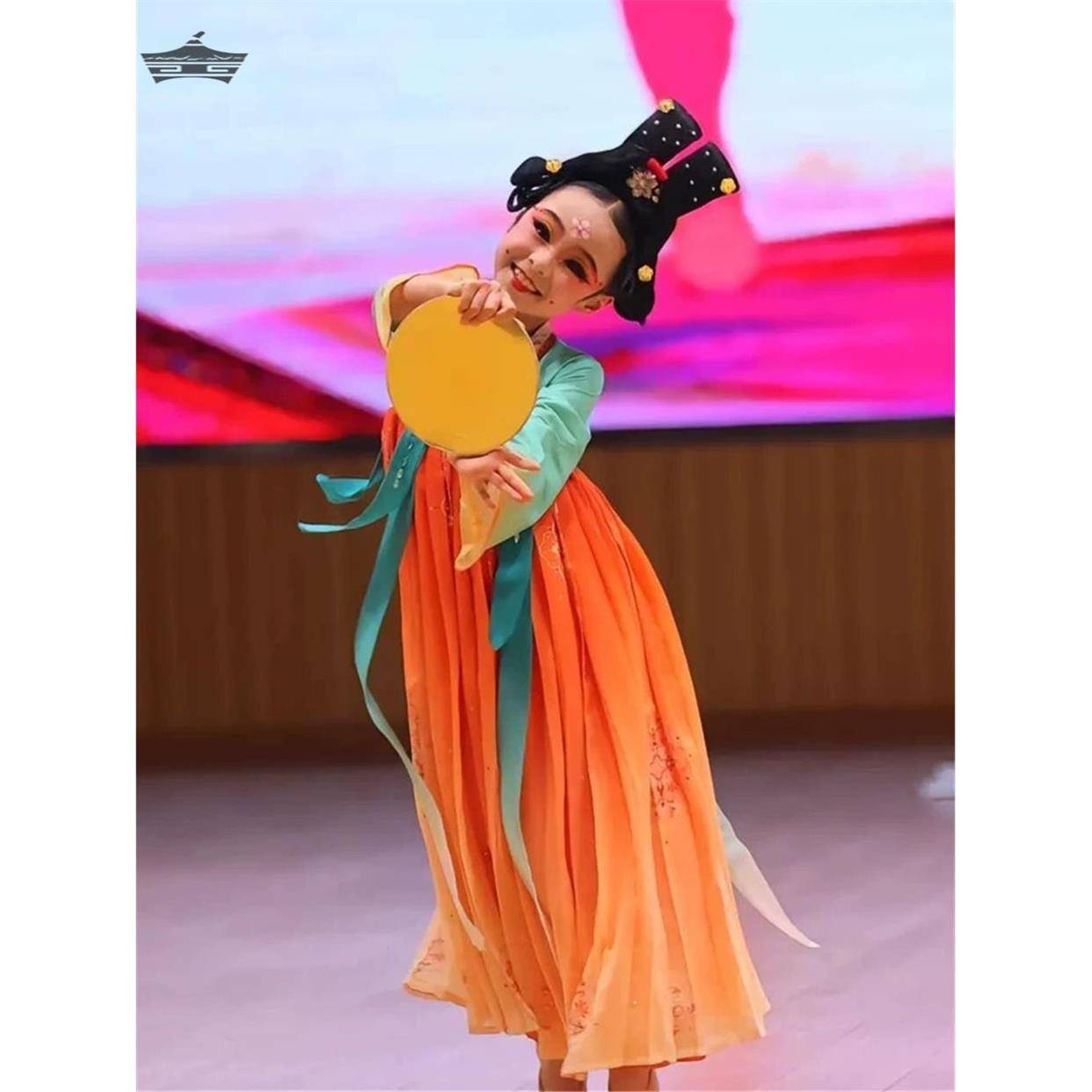 New Children's Personal Mirror Performance Server Girls Hanfu Skirt Han Tang Dance Performance Services Chinese Style National Dance Clothing