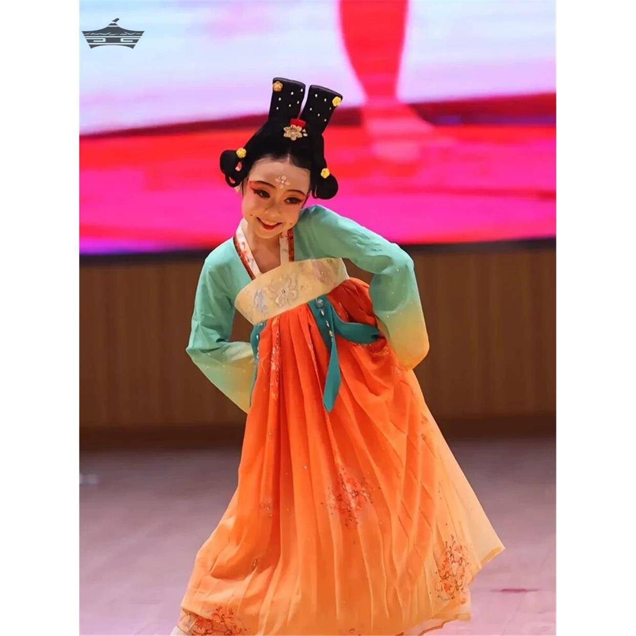 New Children's Personal Mirror Performance Server Girls Hanfu Skirt Han Tang Dance Performance Services Chinese Style National Dance Clothing