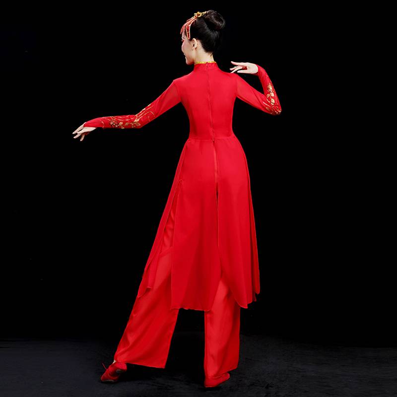 Yangge suit performing women's new suits middle -aged and elderly nation style play drums, waist drum team dance clothing square dance