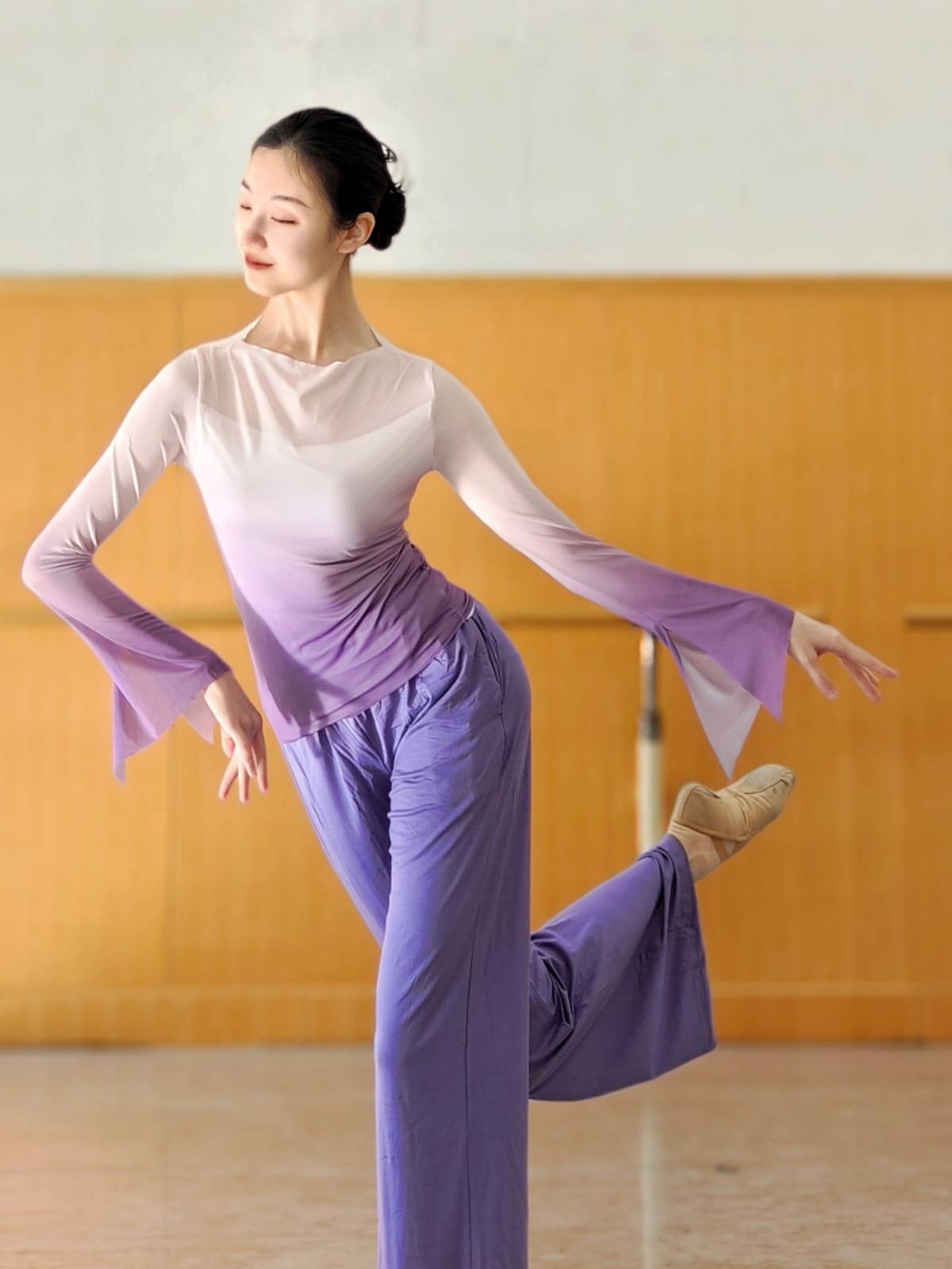 Classical dance gauze Chinese dance clothing body rhyme dressing dance top women's new winter dance practice uniform