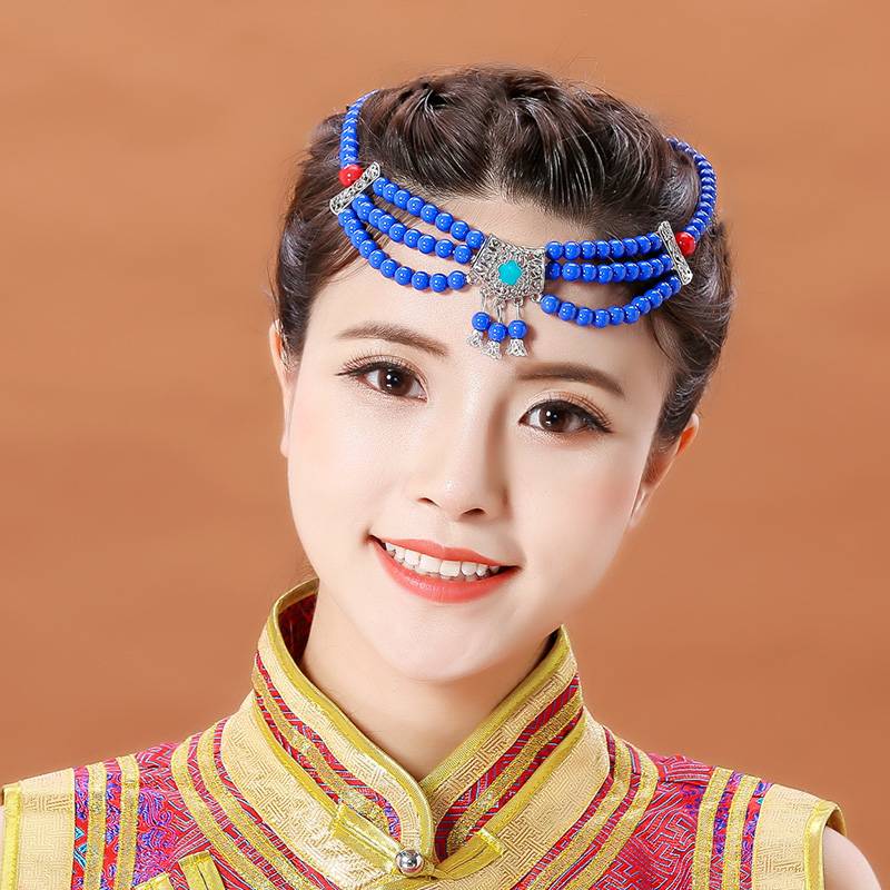 Ethical headwear Mongolian headdress Tibetan dance female new performance handmade beaded performance dance clothing
