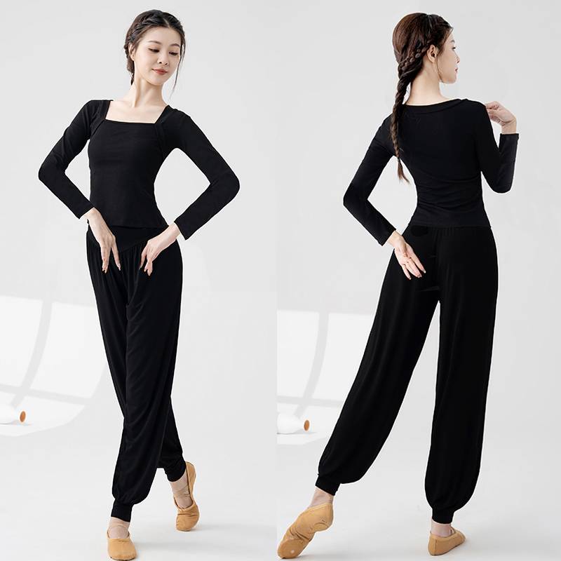 Classical Dance Dance Funmore Set Instead of Skinning Temple Training Female Students Modern Dance Nation Dance Black Dance top