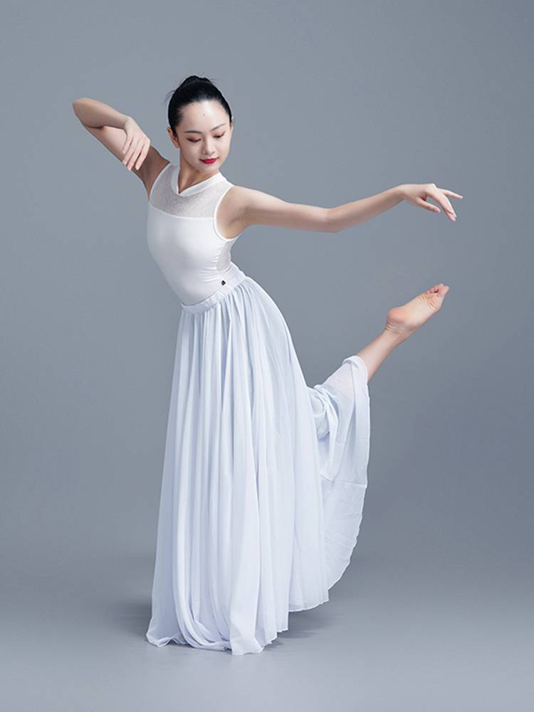 Dance yarn skirt teacher double -layer skirt adult elegant big skirt national style 720 degrees classical dance exercise