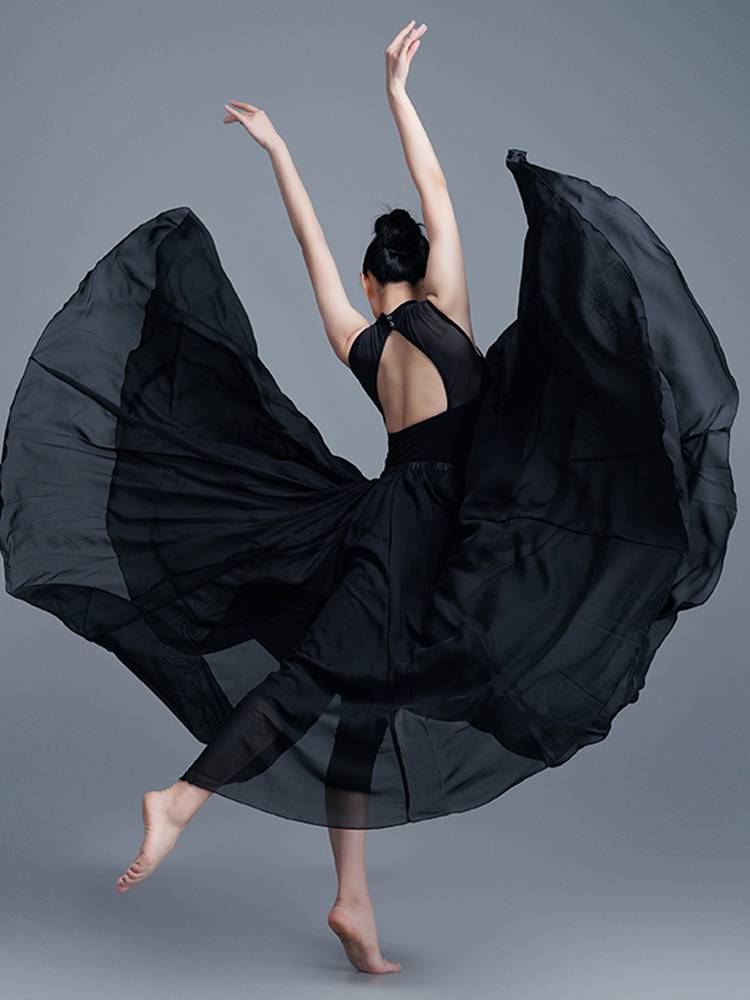 Dance yarn skirt teacher double -layer skirt adult elegant big skirt national style 720 degrees classical dance exercise