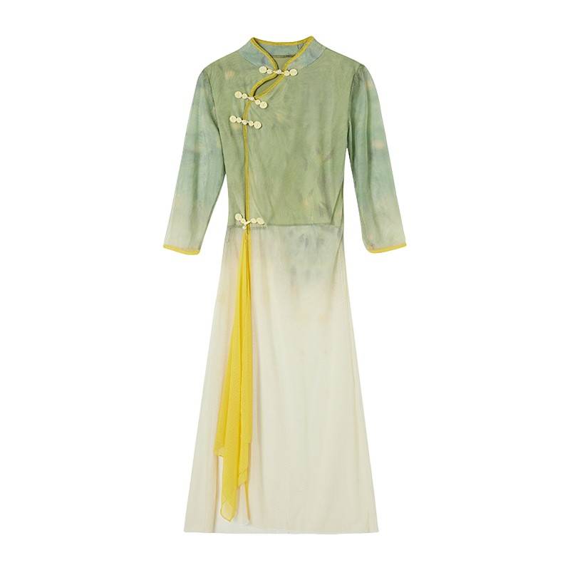 Square dance clothing new classical dance cheongsam gradient color national dance service Chinese wind yarn dance performance service