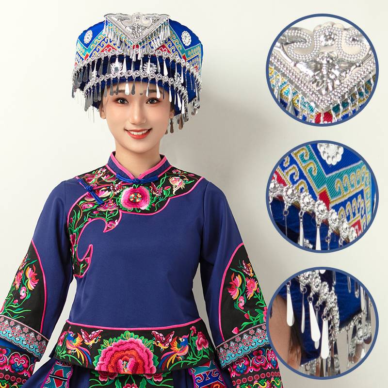 Ethical hat female Miao head jewelry Zhuang Xiangxi Tu family dance performance head jewelry Yi clothing accessories