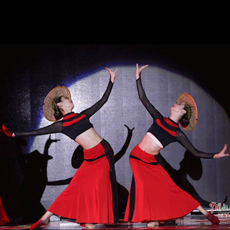 Women's dance mountain dance skirt Dai dance performance clothing Chinese style national clothing fishtail skirt big skirt