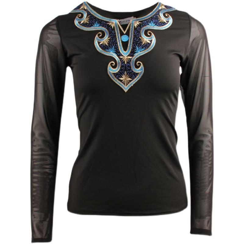 New our dance performances, clothing Xinjiang dance top clothes to repair national dance exercise, long -sleeved Mongolian dance service