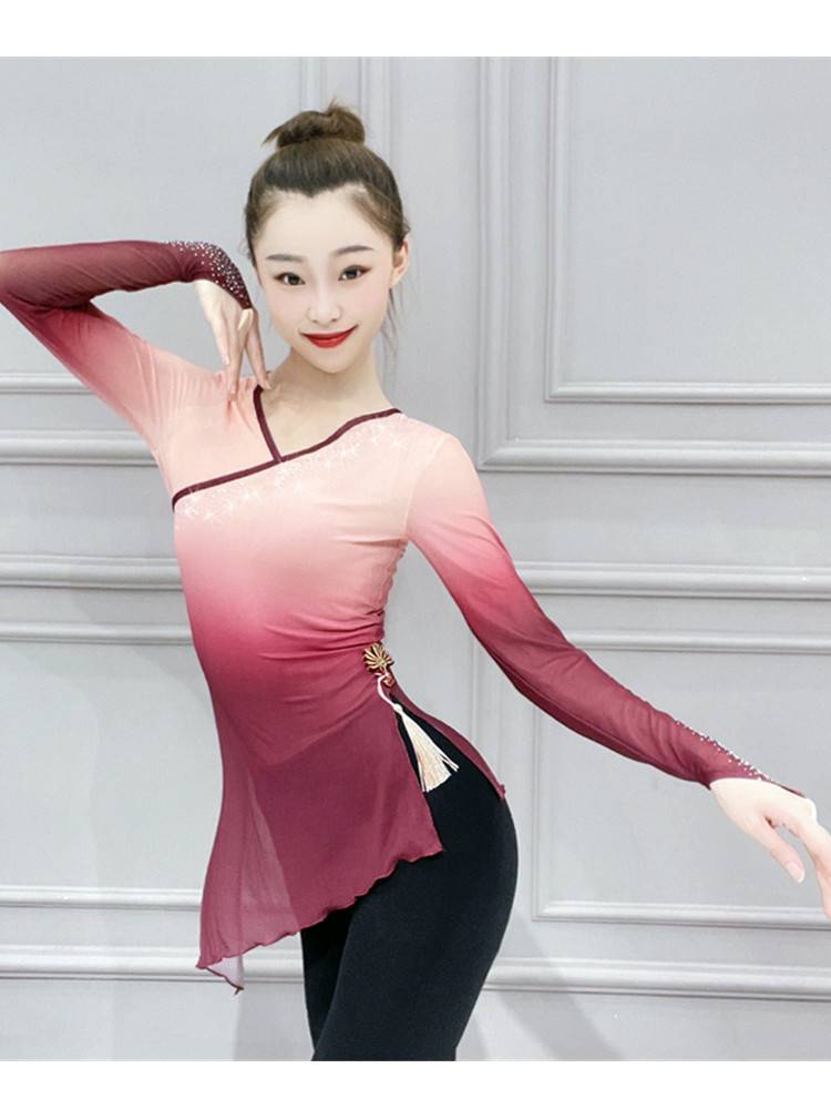 Classical dance clothing summer gradient becomes drilling rhyme gauze Chinese dance exercise, national performance, art test dance service girl