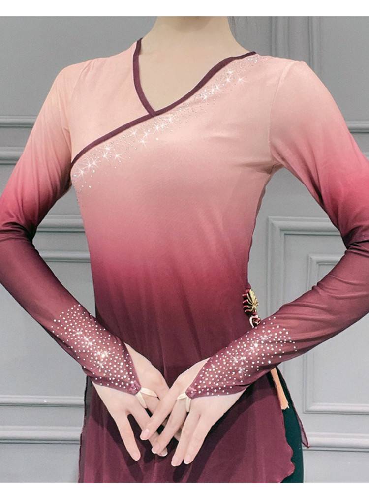 Classical dance clothing summer gradient becomes drilling rhyme gauze Chinese dance exercise, national performance, art test dance service girl