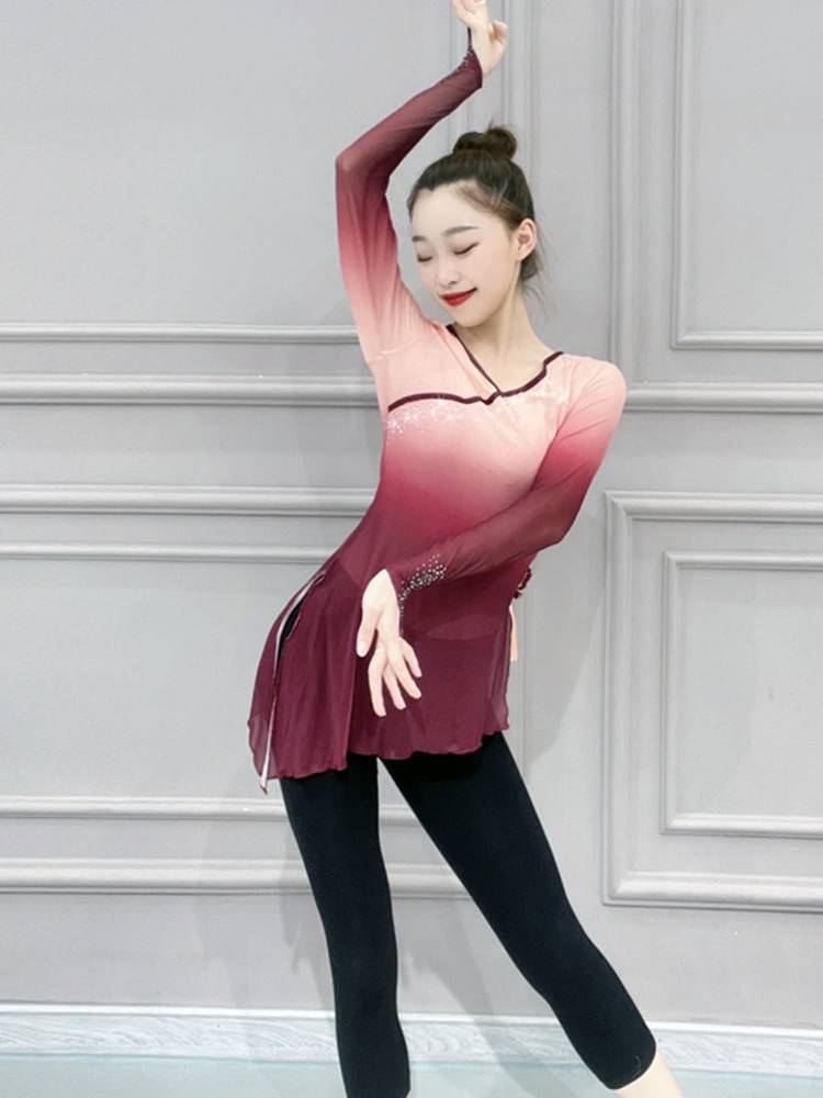Classical dance clothing summer gradient becomes drilling rhyme gauze Chinese dance exercise, national performance, art test dance service girl