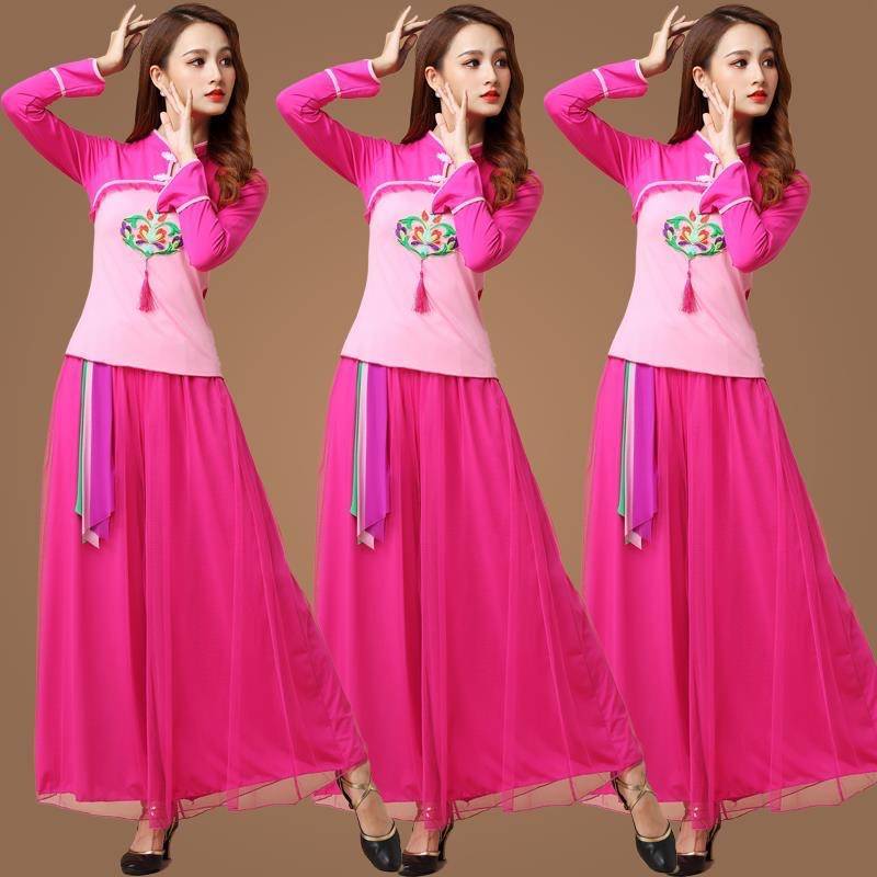 Plove square dance clothing new set women's national style classical dance performance Yangge fan Tibetan dance service female