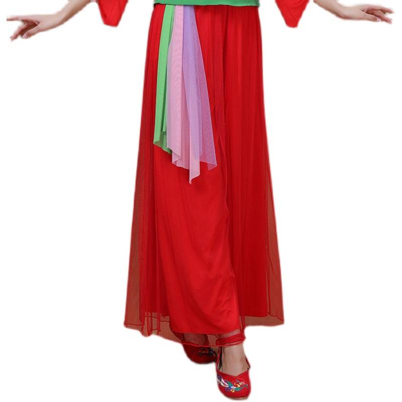 New square dance pants high -waist mesh wide -leg pants female classical national dance trousers flared pants performance show