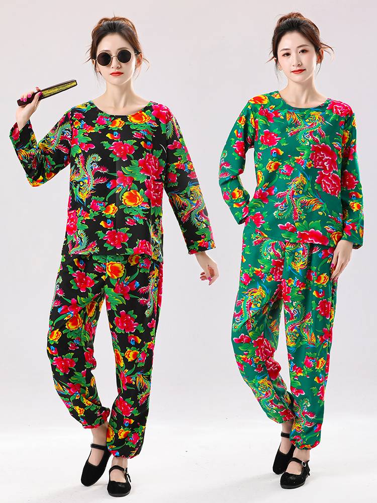 2023 Silk Fashion Northeast Dahua cloth clothing pajamas long -sleeved long -sleeved ethnic trend hip -hop dance clothing