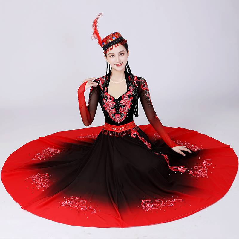 Xinjiang dance service Uyghur performance clothing new national big skirt long skirt skills test independent dance performance service