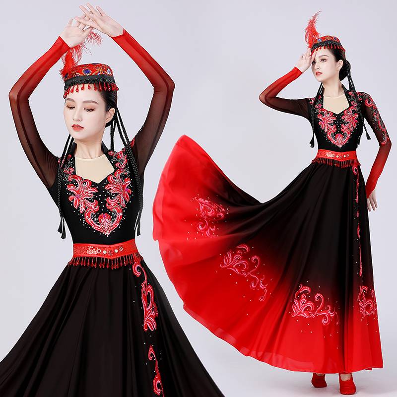 Xinjiang dance service Uyghur performance clothing new national big skirt long skirt skills test independent dance performance service