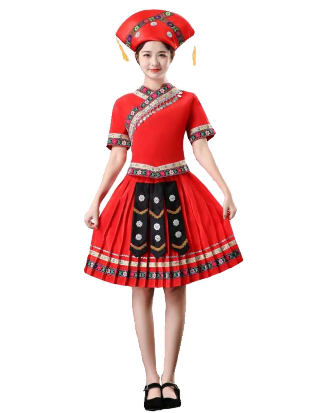 Ethnic minority dance clothing March 3rd Miao Performance Clothing Zhuang Plaza dance suit Yi nationality pleated skirt female female