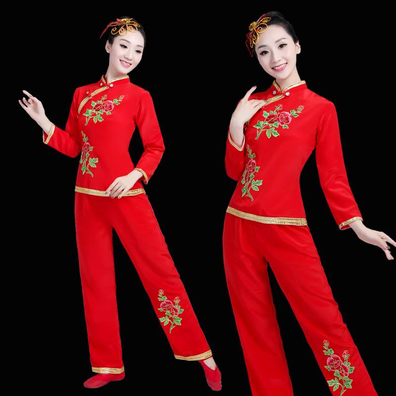 Plaza Dance Fun Yangge Uniform 2024 New Set Fan Dance Drum National Performance Set Dance Set