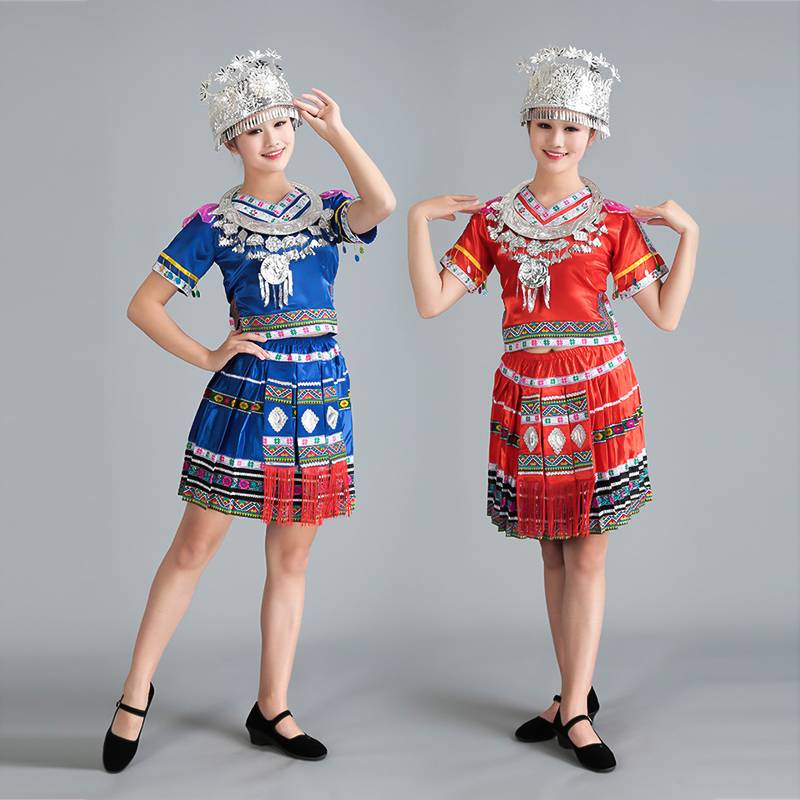 National Performance Clothing Female Dance Service Miao people Yunnan Guangxi Zhuang Yao people March Three Dai National Performance Service