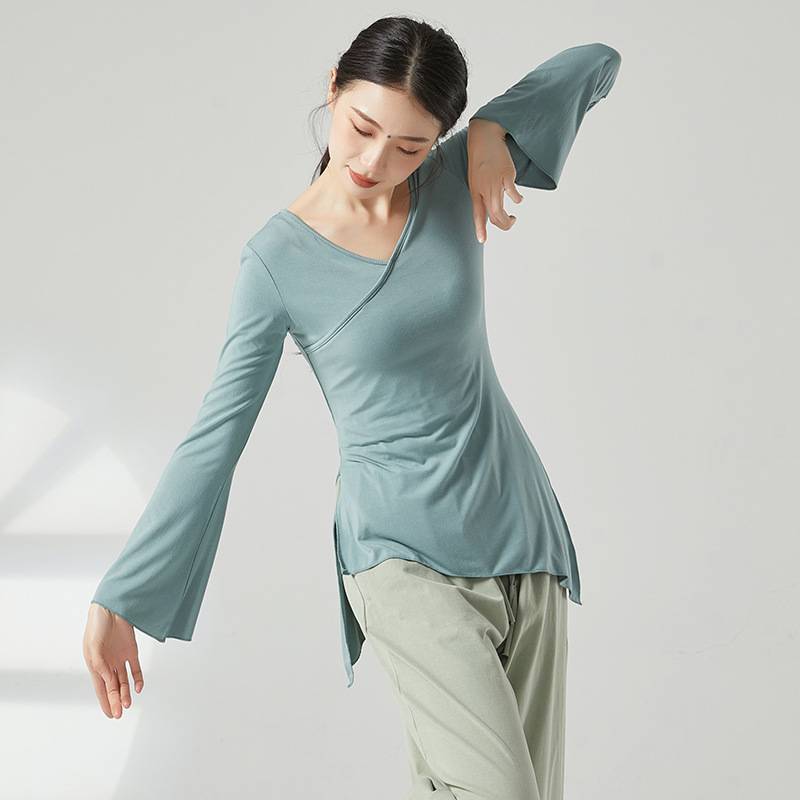 New horn sleeve dance service classical dance exercise, female adult loose national dance -shaped body top dance