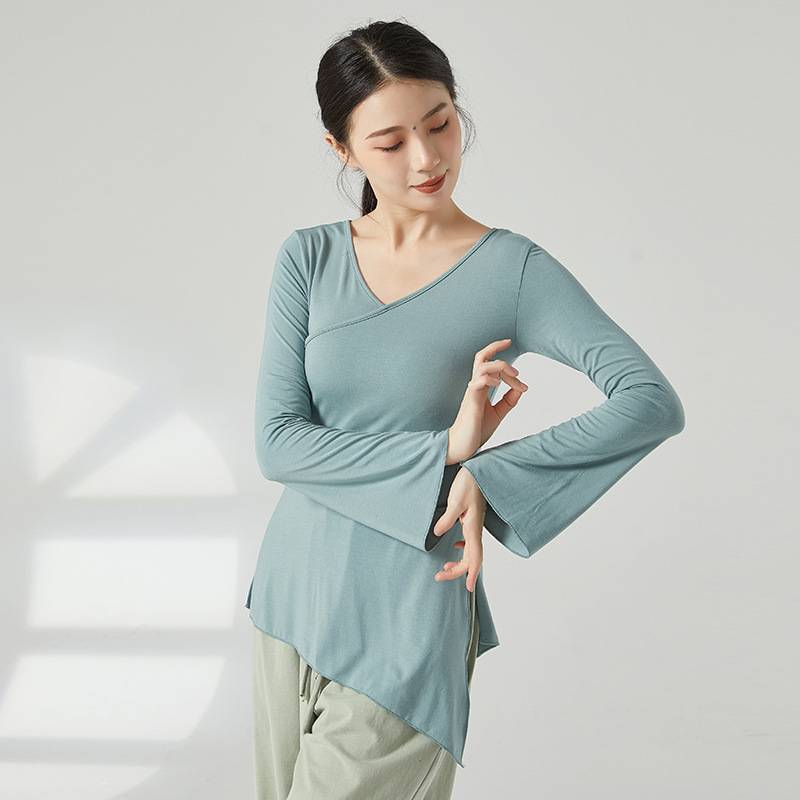 New horn sleeve dance service classical dance exercise, female adult loose national dance -shaped body top dance