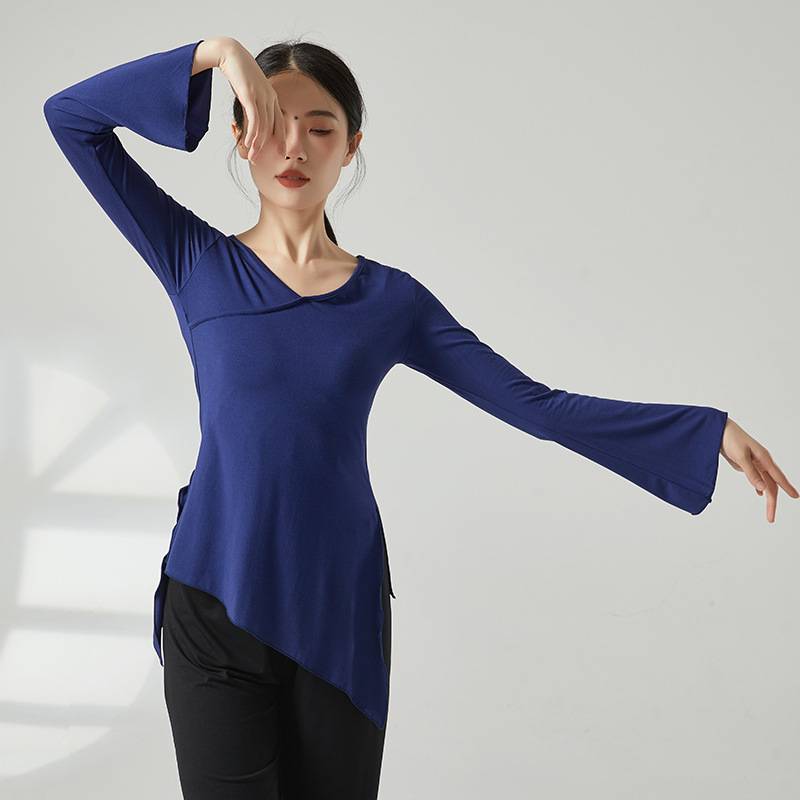 New horn sleeve dance service classical dance exercise, female adult loose national dance -shaped body top dance