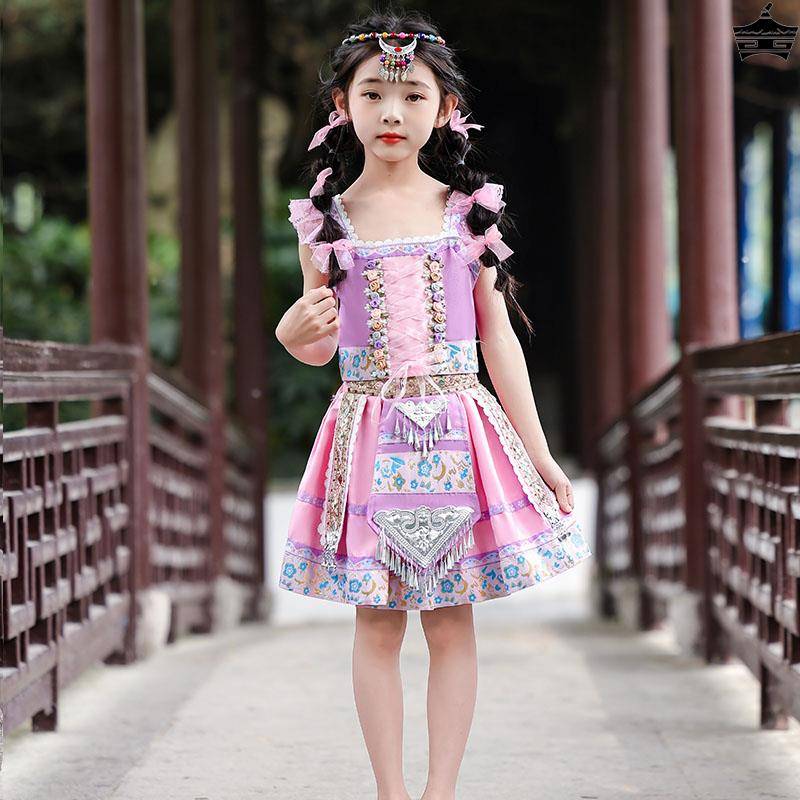 Children's Miao clothing Miao Xinjiang Girls Performance Services Minority Hani Dance Series Hani Baby Dai Dance