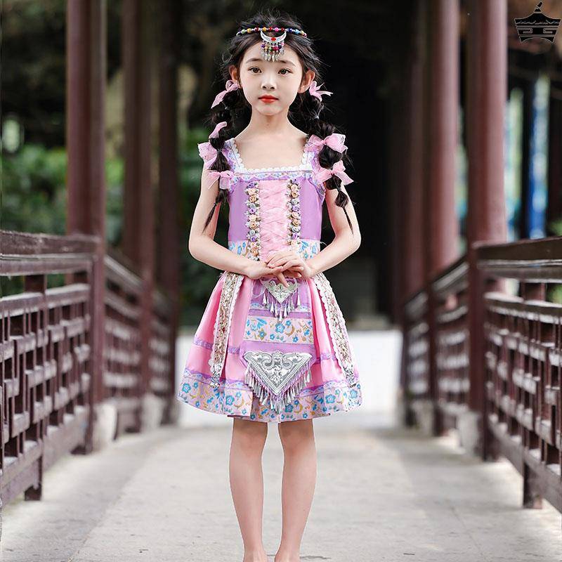 Children's Miao clothing Miao Xinjiang Girls Performance Services Minority Hani Dance Series Hani Baby Dai Dance