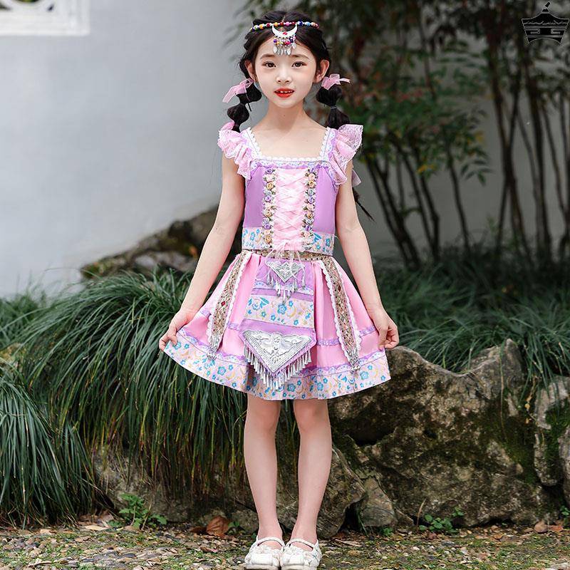 Children's Miao clothing Miao Xinjiang Girls Performance Services Minority Hani Dance Series Hani Baby Dai Dance