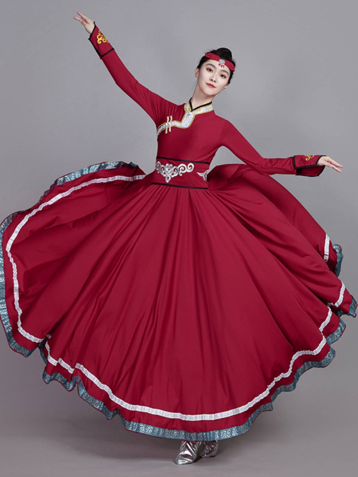 New Mongolian Dance Performance Services Female Adult Art Test Skirt Plaza Dance Practice National Wind Skirt Long Model