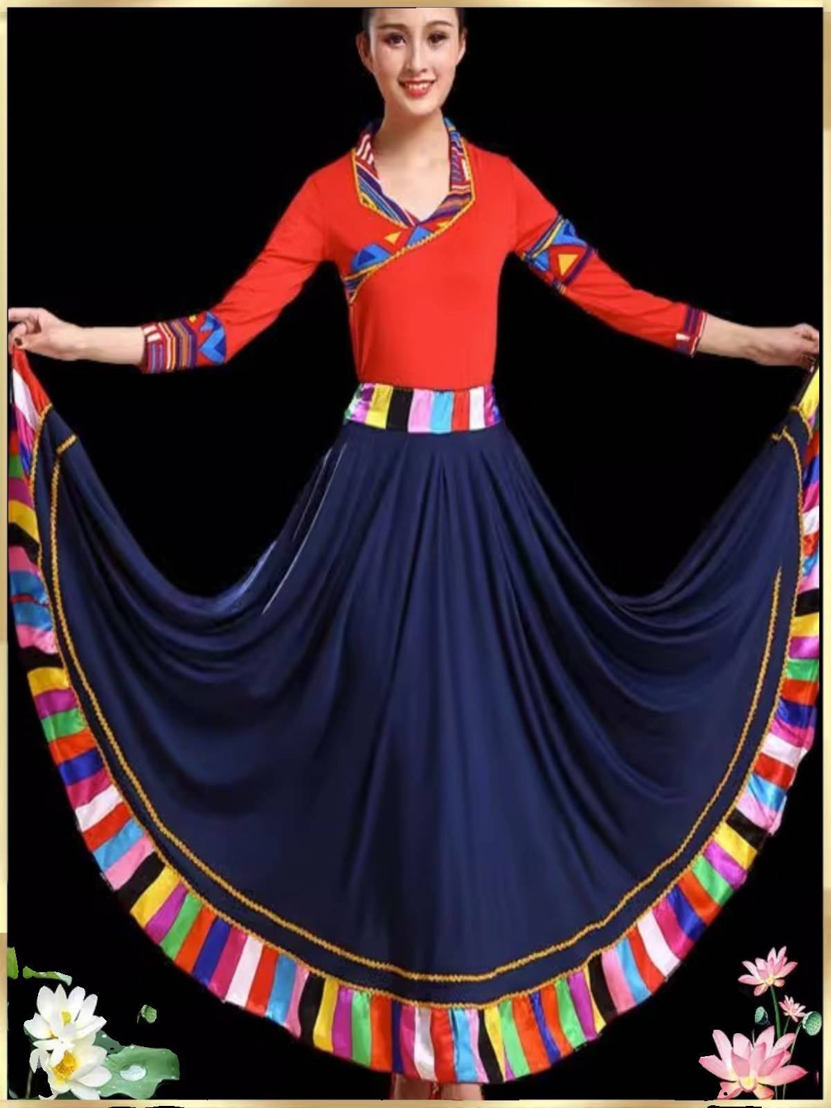 The Tibetan dance show with two pairs of a new national-style dress