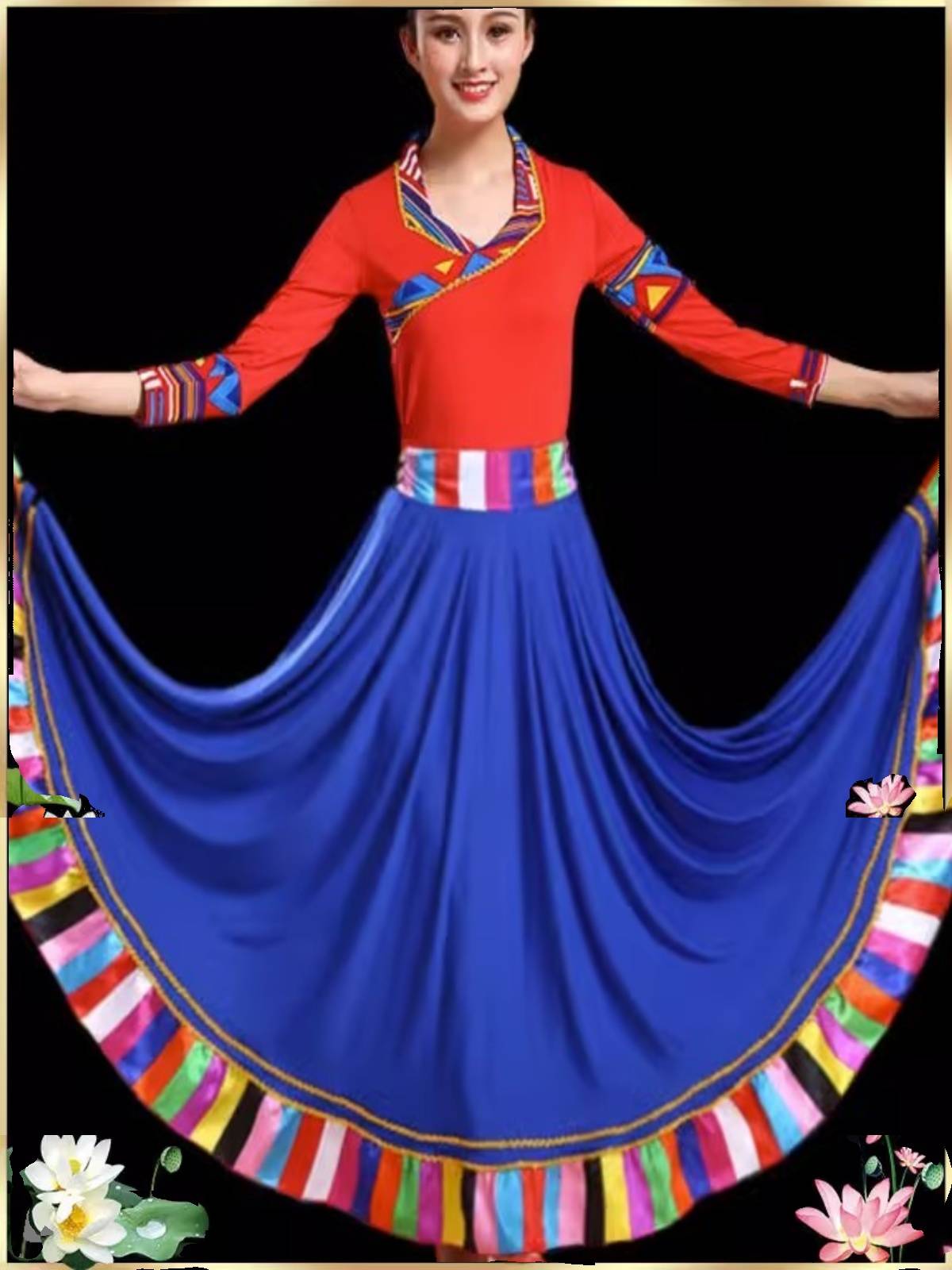 The Tibetan dance show with two pairs of a new national-style dress