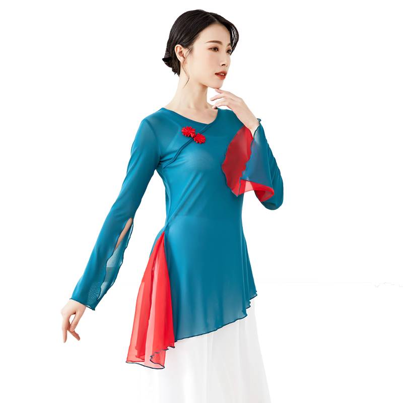 Dance practice clothes female summer Chinese national classical dance body rhyme gauze, elegant top teacher, special shape clothing