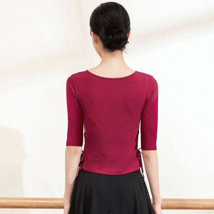 Dance practice uniform Top, women's body training slim clothing Chinese classical dance teachers practice dance Modal middle sleeve