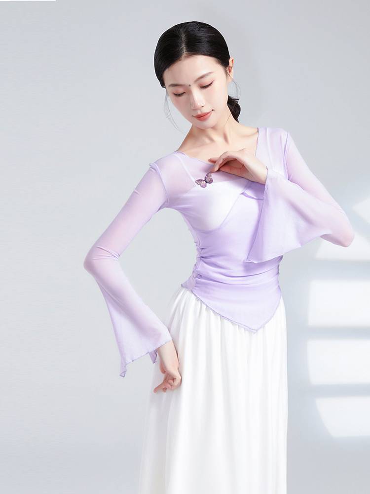 2024 new Chinese dance exercise suit classical dance gauze performance clothing elegant shape adult dance top female model