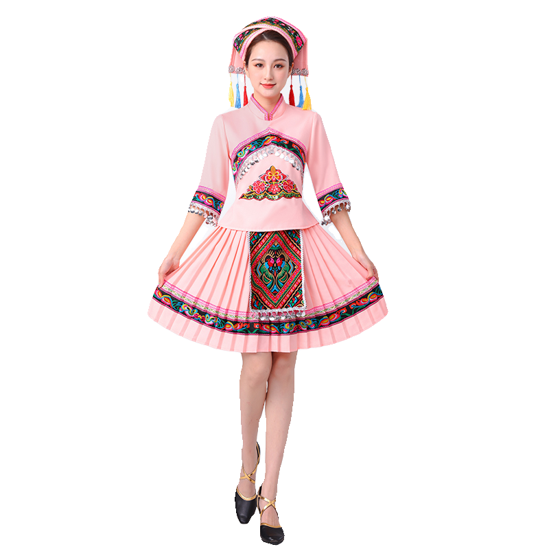 The new model of Guangxi Zhuang nationality in March, the National Performance Services, Adult Female Miao Yao Nations Dance Parent -Children's Clothing Set