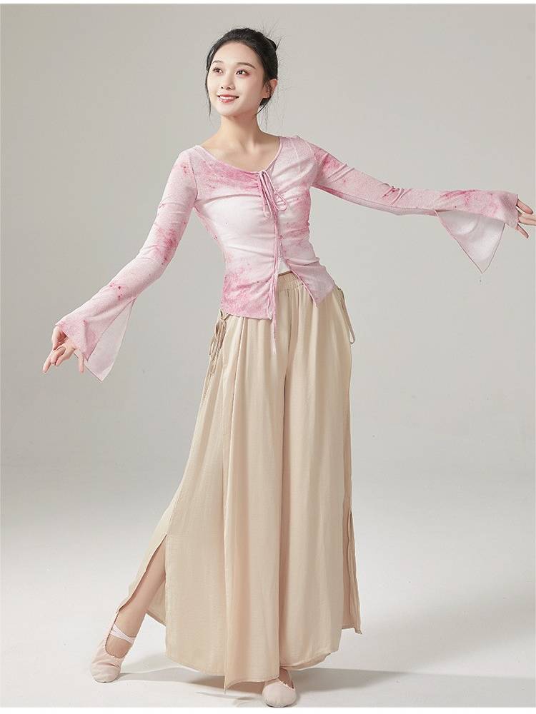Chinese style national dance exercise pants elegant performance service department, double -layer art test training classical dance pants girl