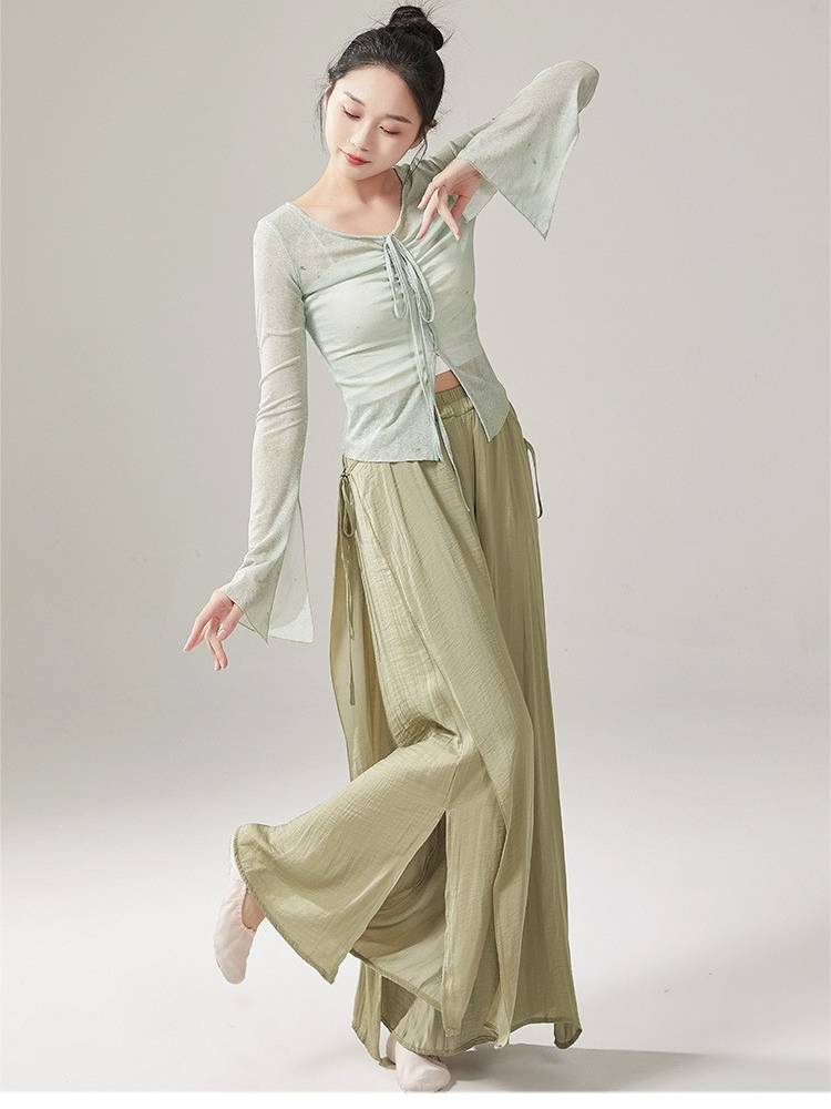 Chinese style national dance exercise pants elegant performance service department, double -layer art test training classical dance pants girl