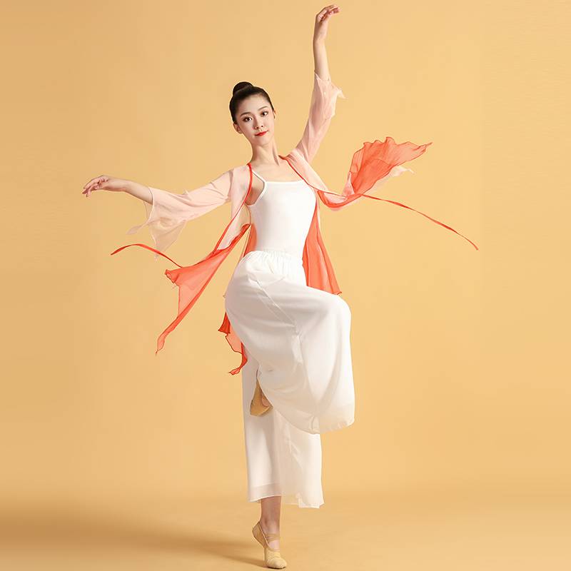 Classical dance body rhyme yae practice clothes, colorful lace cardigan, elegant and immortal Chinese national dance performance dance service
