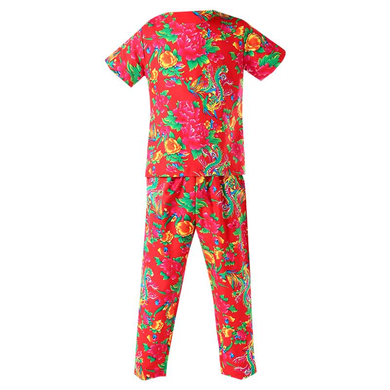 Northeast Dahua cloth clothes men and women short -sleeved T -shirt ethnic street dance tide hip -hop dance service duo