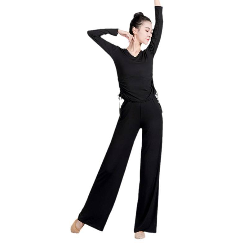 Fat mm large size dance service female dance -shaped body exercise uniform loose national dance classical dance base training service students V -neck