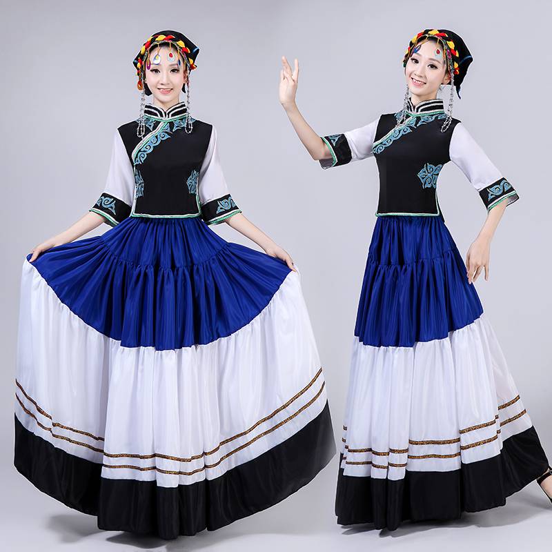 The new Yi people July Fire Festival Colorful Skirt Performance Fashion Little Ethnic Dance Performance Opening Dance Skirt