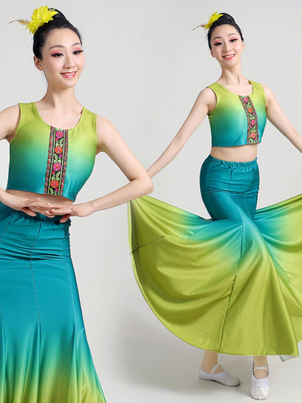 Dai dance performance clothing peacock dance skirt Dai clothing female Dai people practice skirt dance dance clothing female art test
