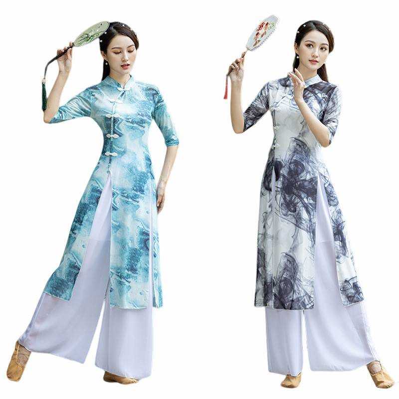 Plaza Dance New Classical Dance Ethnic Dance Cheongsam runway Xiu Showa Rhyme Watch Performance Dance Network Gauze Set