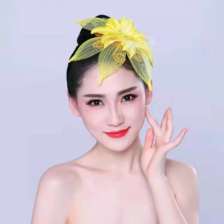 New headdress stage performance head flower square Yangge dance classical national dance adult female headdress