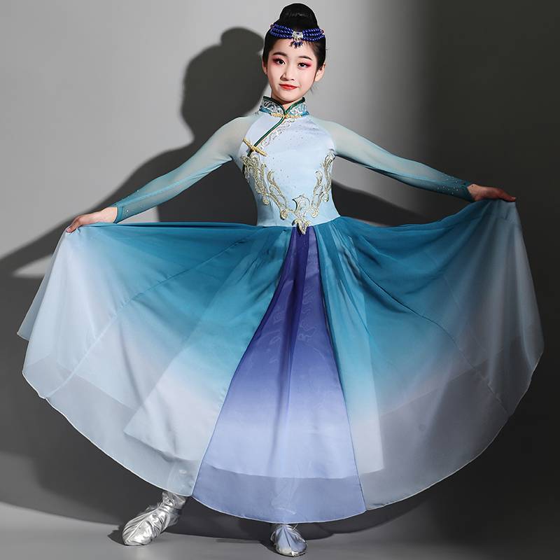 Children's Mongolian Performance Service National Wind Mongolian Dance Clothing Girls Mongolian Mongolian New Mongolian Dance Exercise Skirt Girl