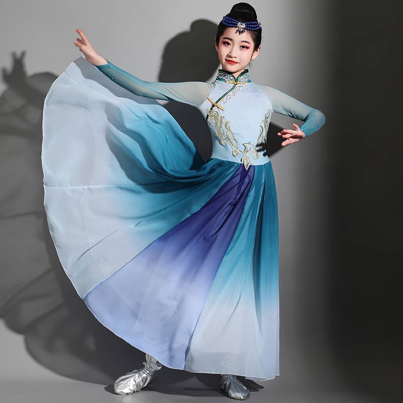 Children's Mongolian Performance Service National Wind Mongolian Dance Clothing Girls Mongolian Mongolian New Mongolian Dance Exercise Skirt Girl