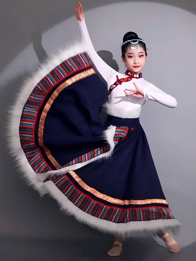 Children's Tibetan performances Tibetan Tibetan Ren Losuo Dance Performance Service Children's Water Sleeve Girl Dance Clothing
